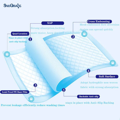 SnuGrace Leak Guard Ενήλικες Ξαναχρησιμοποιήσιμο Pad Ακρεμότητας 60 * 90 Δωρεάν δείγμα Τυπωμένο Σχέδιο